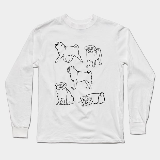 Minimalistic Pugs Long Sleeve T-Shirt by illucalliart